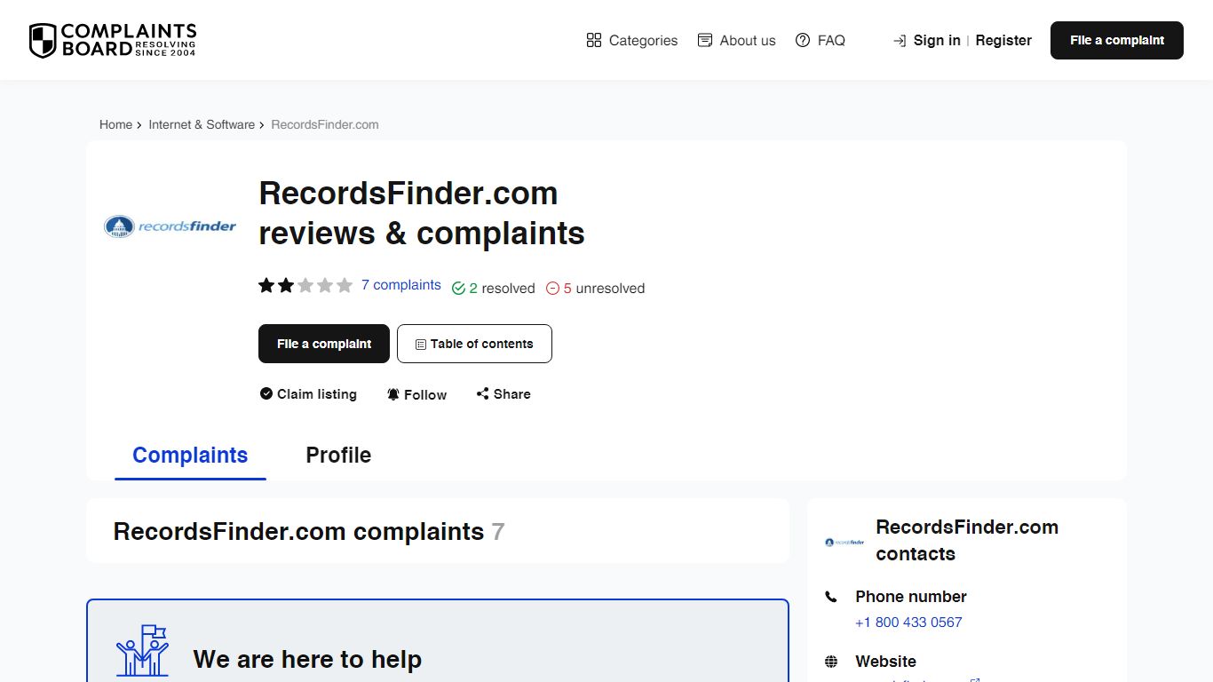 RecordsFinder.com: Reviews, Complaints, Customer Claims